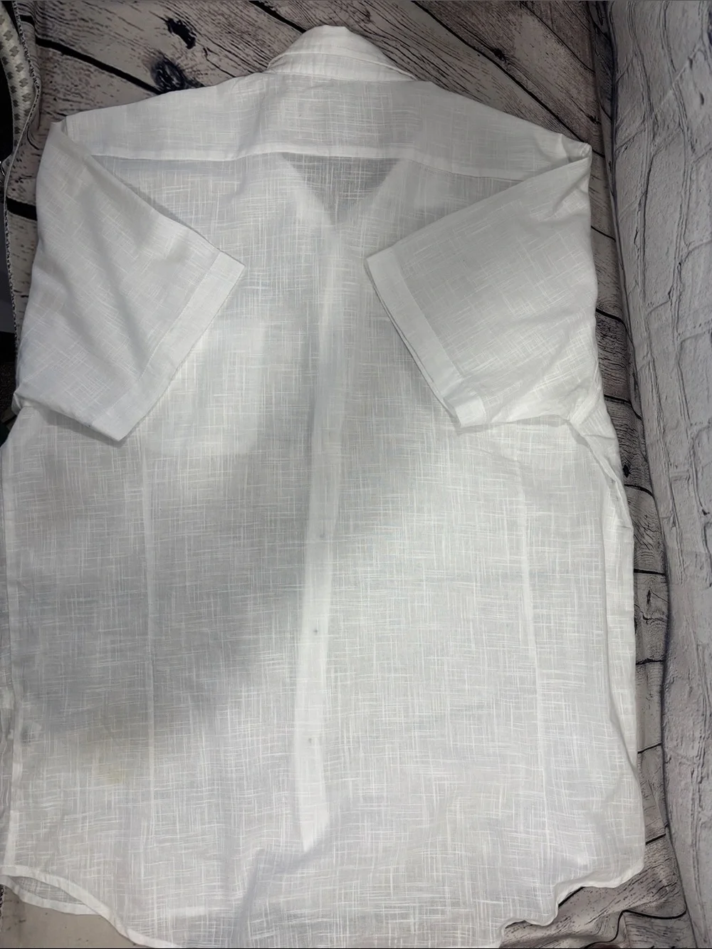 Men's White Short-Sleeve Cotton Casual Button-Down Shirt by Blanc du Nil - Picture 6 of 8